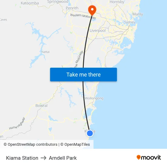 Kiama Station to Arndell Park map