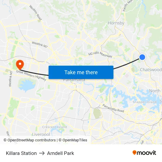 Killara Station to Arndell Park map