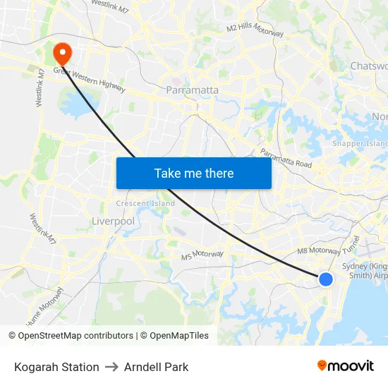 Kogarah Station to Arndell Park map