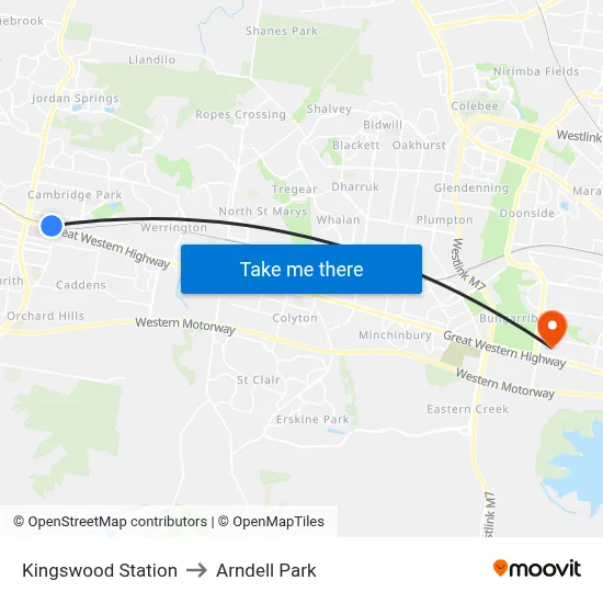 Kingswood Station to Arndell Park map