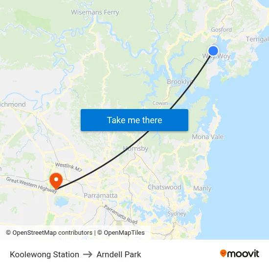 Koolewong Station to Arndell Park map