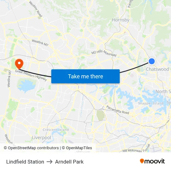 Lindfield Station to Arndell Park map