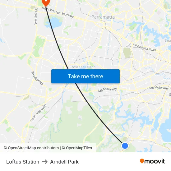 Loftus Station to Arndell Park map