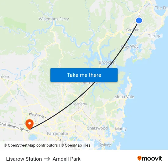 Lisarow Station to Arndell Park map