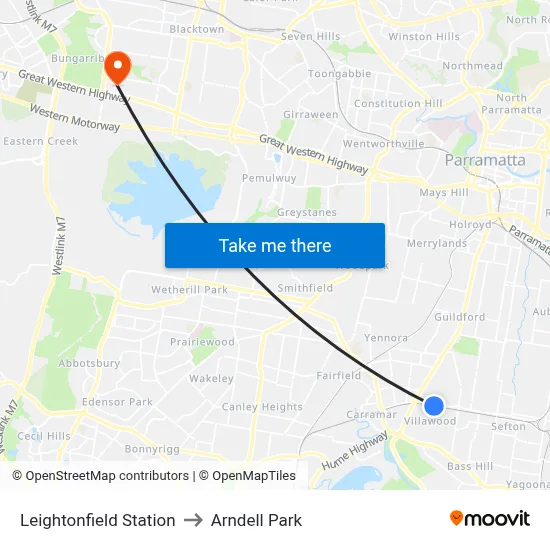 Leightonfield Station to Arndell Park map