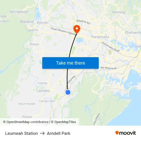 Leumeah Station to Arndell Park map