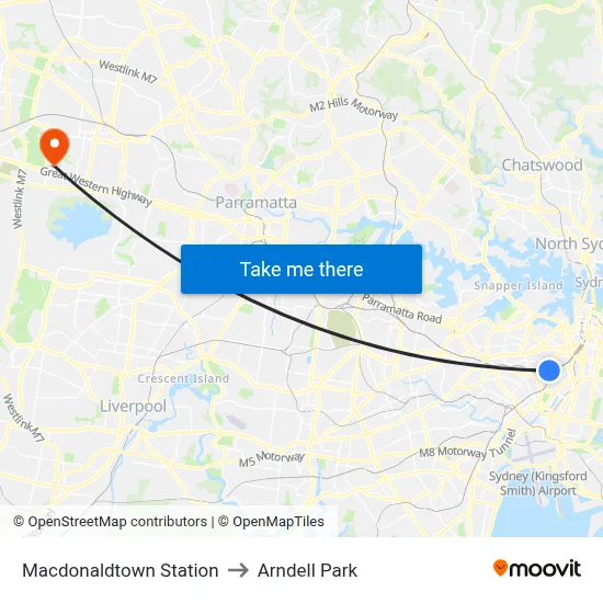Macdonaldtown Station to Arndell Park map