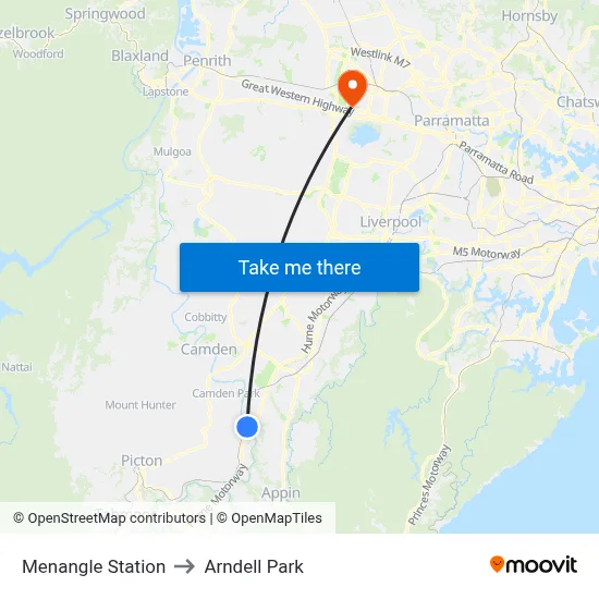 Menangle Station to Arndell Park map