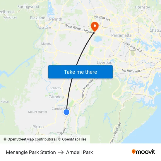 Menangle Park Station to Arndell Park map