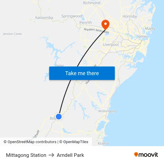 Mittagong Station to Arndell Park map