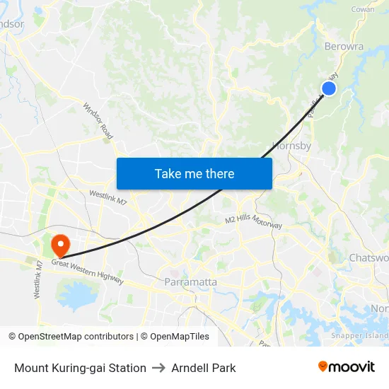 Mount Kuring-gai Station to Arndell Park map