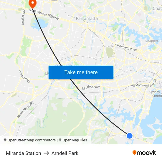 Miranda Station to Arndell Park map