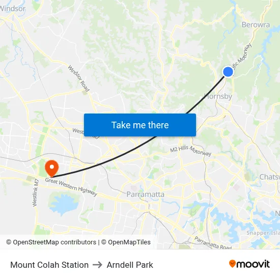 Mount Colah Station to Arndell Park map