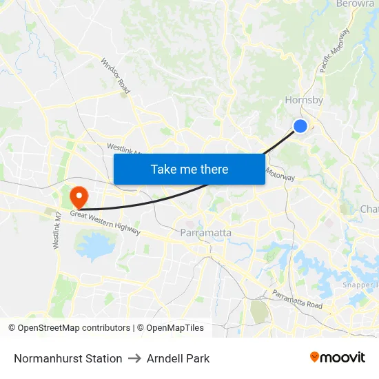 Normanhurst Station to Arndell Park map