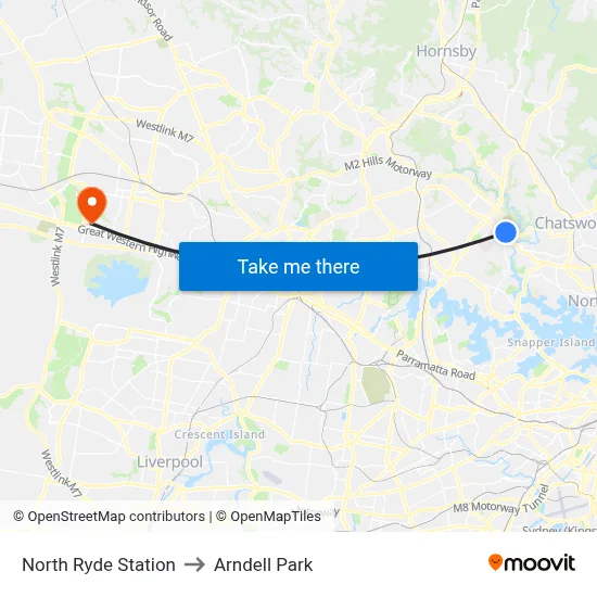 North Ryde Station to Arndell Park map