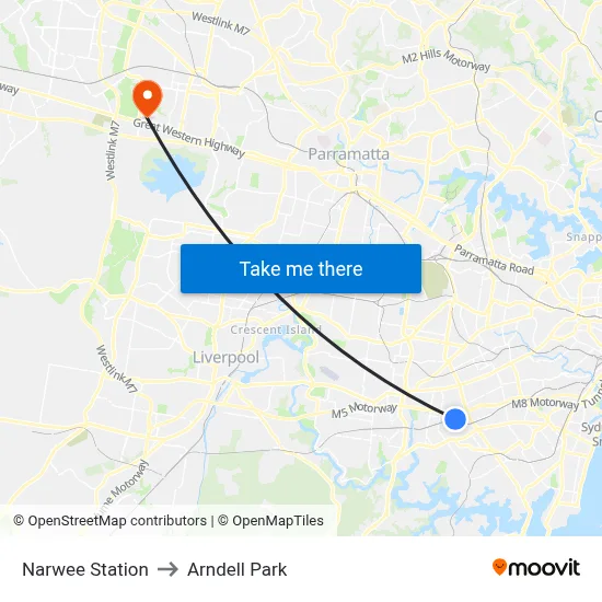 Narwee Station to Arndell Park map