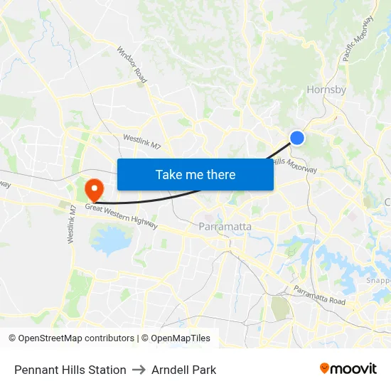 Pennant Hills Station to Arndell Park map