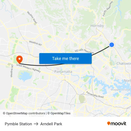 Pymble Station to Arndell Park map