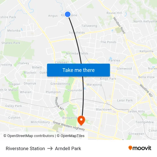 Riverstone Station to Arndell Park map