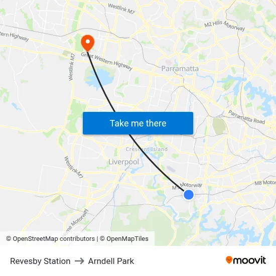 Revesby Station to Arndell Park map