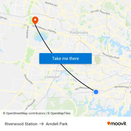 Riverwood Station to Arndell Park map