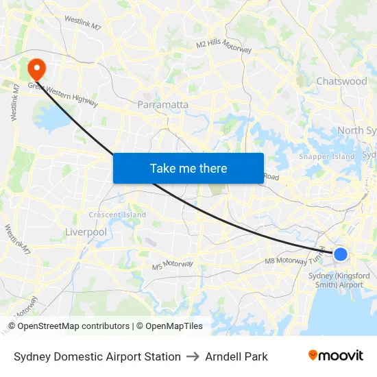Sydney Domestic Airport Station to Arndell Park map