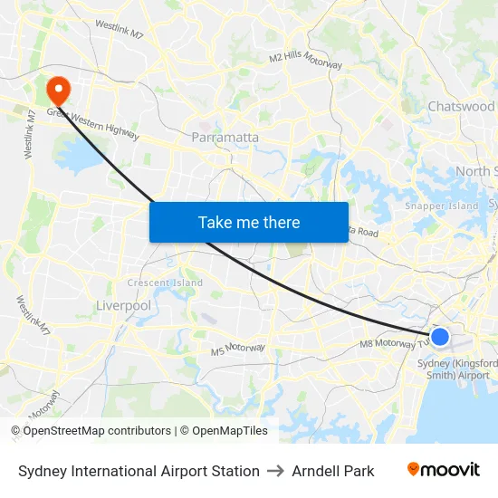 Sydney International Airport Station to Arndell Park map