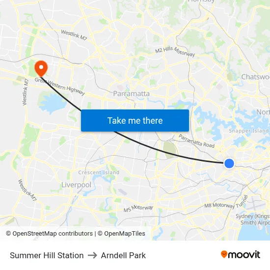 Summer Hill Station to Arndell Park map