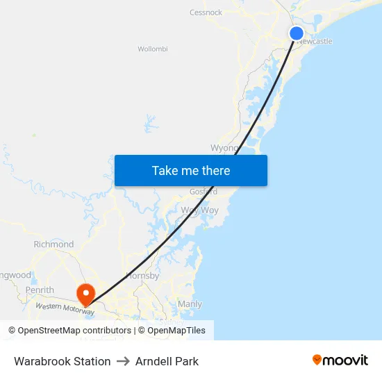 Warabrook Station to Arndell Park map