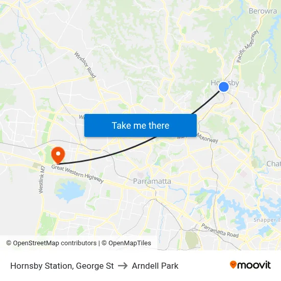 Hornsby Station, George St to Arndell Park map