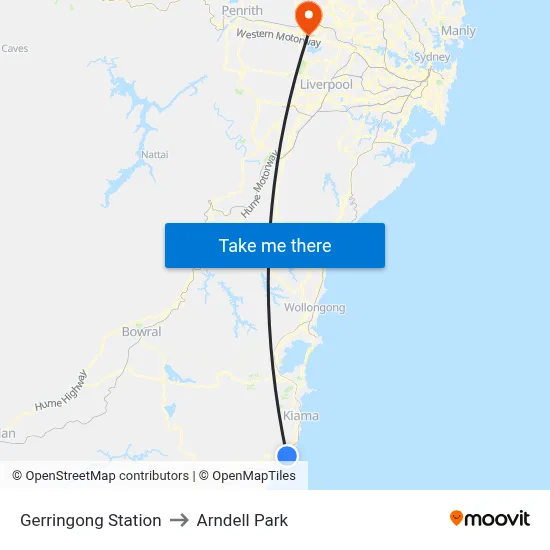 Gerringong Station to Arndell Park map