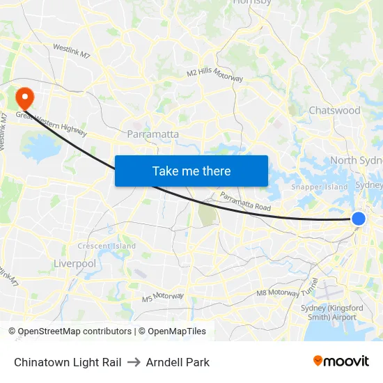 Chinatown Light Rail to Arndell Park map