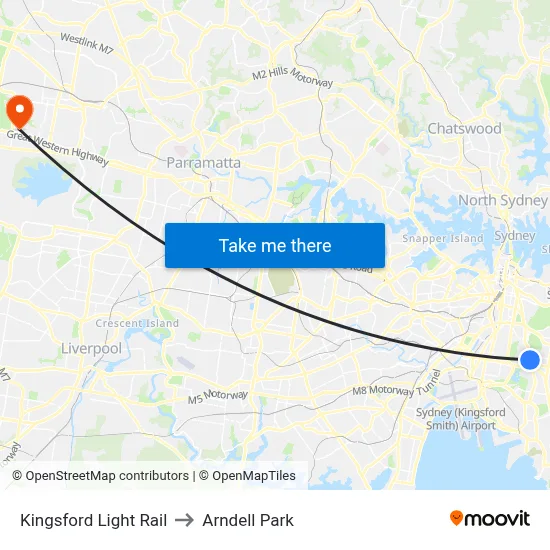 Kingsford Light Rail to Arndell Park map