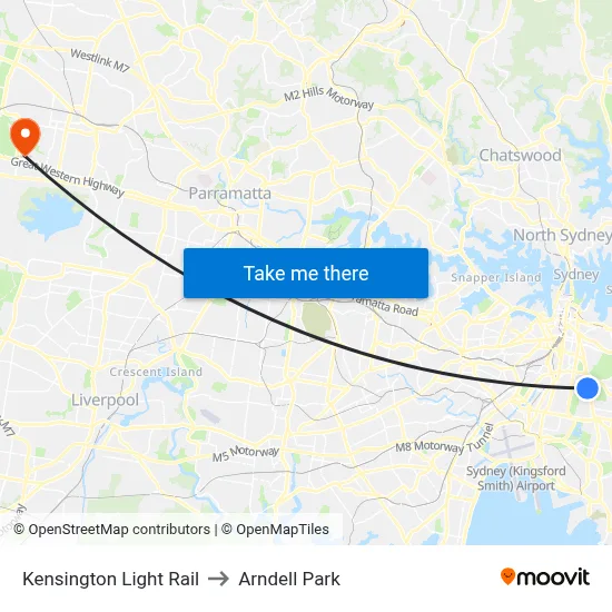 Kensington Light Rail to Arndell Park map