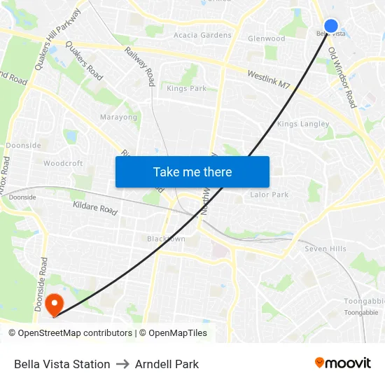 Bella Vista Station to Arndell Park map