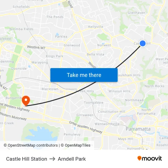 Castle Hill Station to Arndell Park map