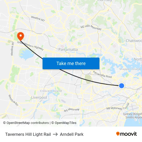 Taverners Hill Light Rail to Arndell Park map