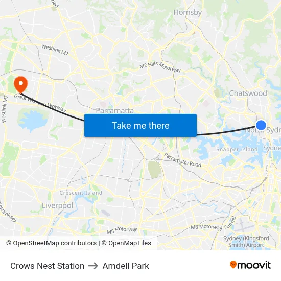 Crows Nest Station to Arndell Park map
