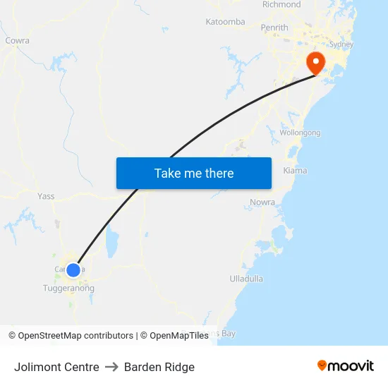 Jolimont Centre to Barden Ridge map