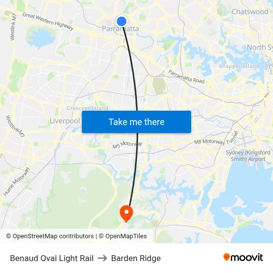 Benaud Oval Light Rail to Barden Ridge map