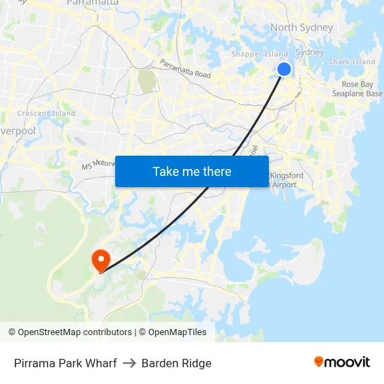 Pirrama Park Wharf to Barden Ridge map
