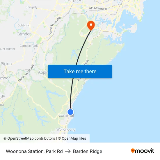 Woonona Station, Park Rd to Barden Ridge map