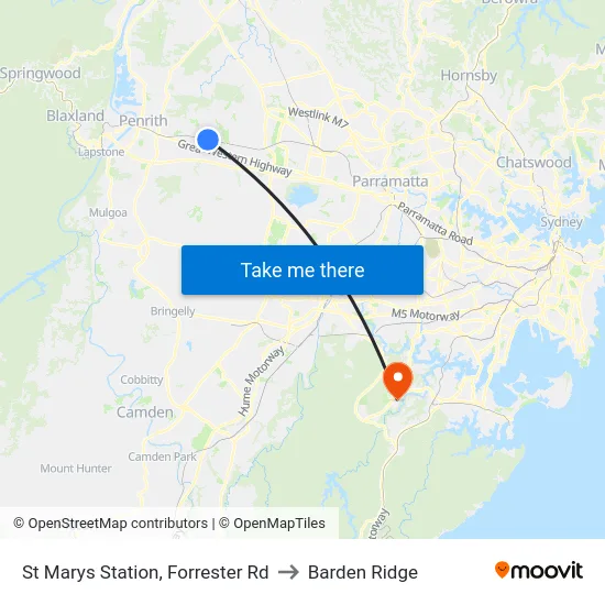 St Marys Station, Forrester Rd to Barden Ridge map