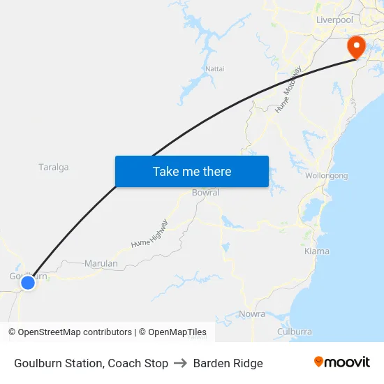 Goulburn Station, Coach Stop to Barden Ridge map