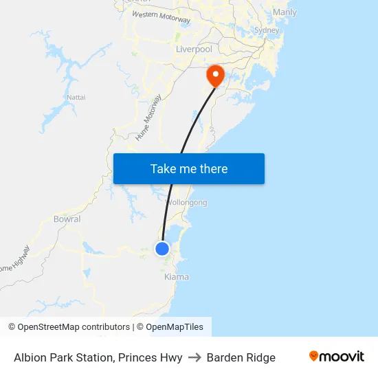 Albion Park Station, Princes Hwy to Barden Ridge map