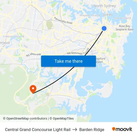 Central Grand Concourse Light Rail to Barden Ridge map