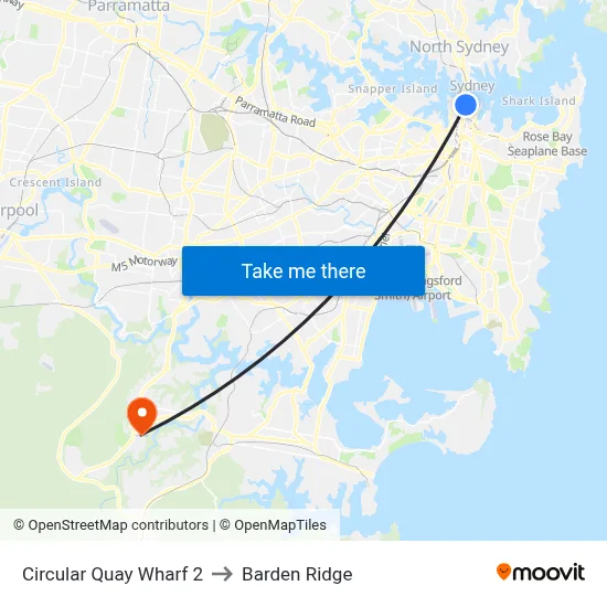 Circular Quay Wharf 2 to Barden Ridge map