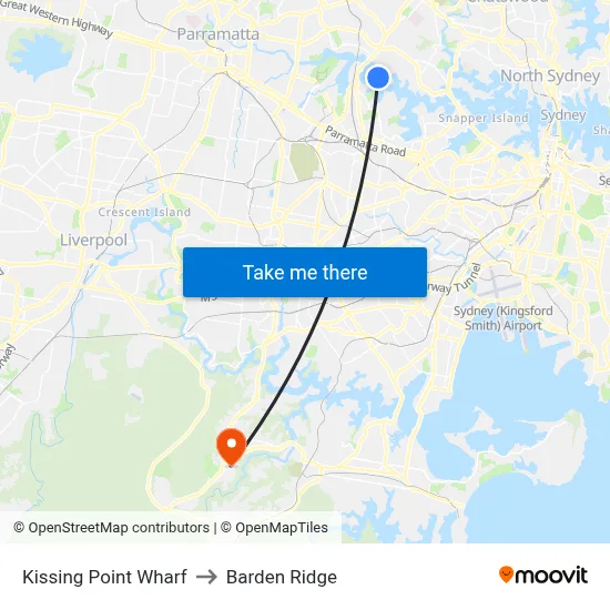 Kissing Point Wharf to Barden Ridge map