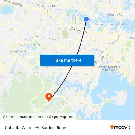 Cabarita Wharf to Barden Ridge map