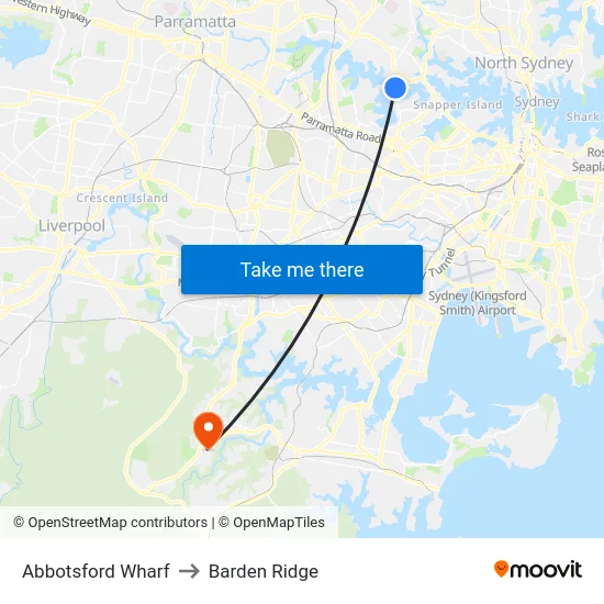 Abbotsford Wharf to Barden Ridge map